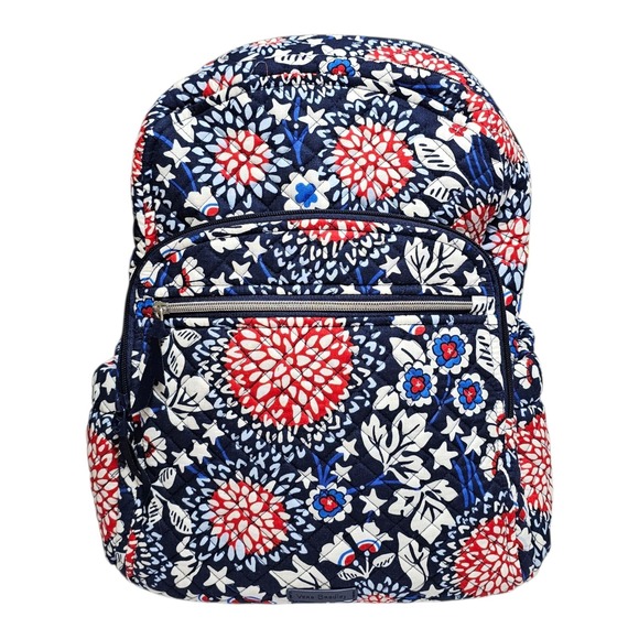 Vera Bradley Campus Backpack Red White and Blossoms Large Tech Laptop 26468-R62 - Picture 1 of 12
